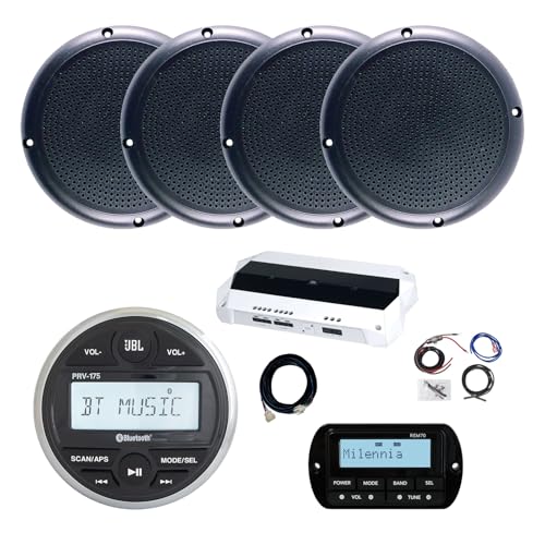 Enrock Marine JBL PRV-175 Bluetooth AM/FM Receiver with Install Kit & 4x 5.25" Speakers White