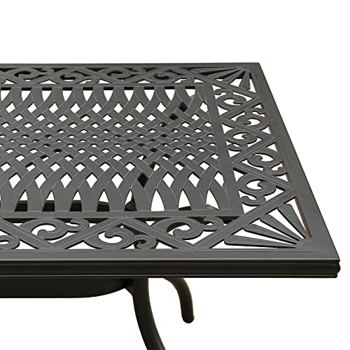 Oakland Living Modern Ornate Outdoor Mesh Aluminum 68-in Rectangular Patio Dining Set with Six Chairs Black