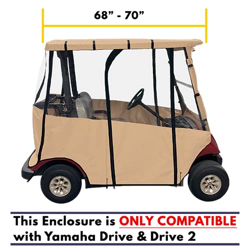 DOORWORKS GOLF CART ENCLOSURES Premium Yamaha Drive & Drive 2 Golf Cart Cover - Tan Marine Grade Vinyl