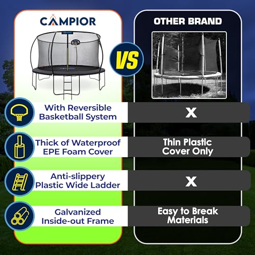 Campior 14ft Pumpkin Trampoline with Basketball Hoop Black