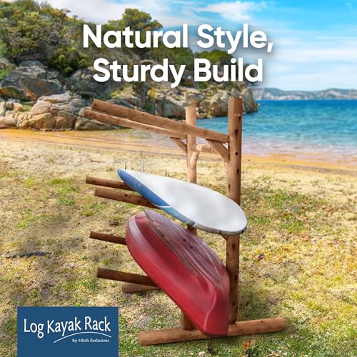 Log Kayak Rack Freestanding 3-Place Kayak/Canoe Storage Rack Canyon Brown