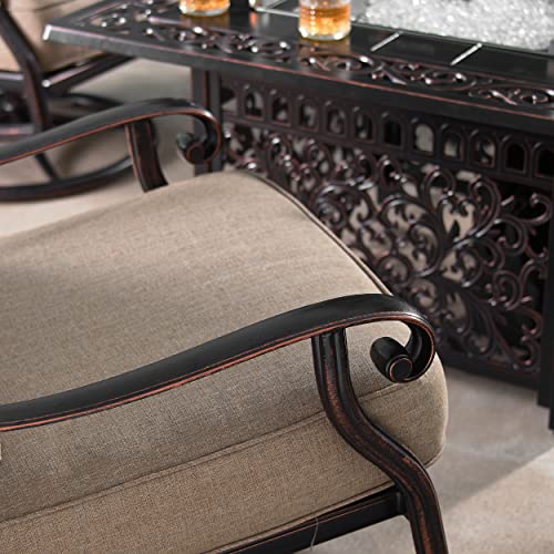 Oakland Living Aluminum Outdoor Swivel Club Chairs Set of 2 with Thick Tan Cushions Antique Copper