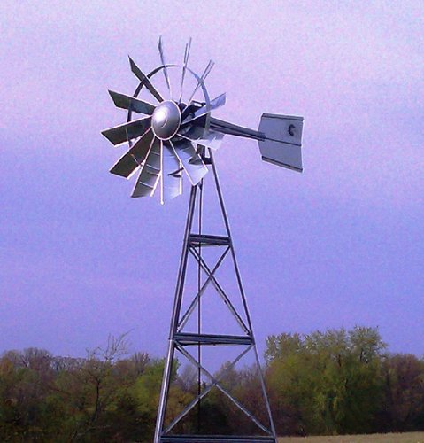 Outdoor Water Solutions 12-Feet Galvanized 3-Legged Aeration System Windmill Silver Galvanized