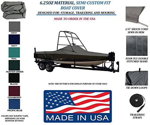 STOPBYUS 6.25oz Semi-Custom Boat Cover for Correct Craft PRO AIR NAUTIQUE Tower I/O 1998-1999 Customizable