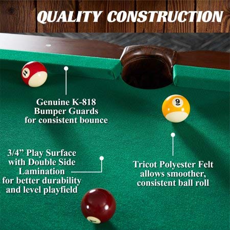 BARRINGTON 90" Ball and Claw Leg Pool Table with Cue Rack and Dartboard Set Green Cloth