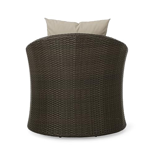 Christopher Knight Home Christy Outdoor 4-Seater Wicker Swivel Chair and Fire Pit Set Mixed Brown Mixed Khaki Hammered Bronze