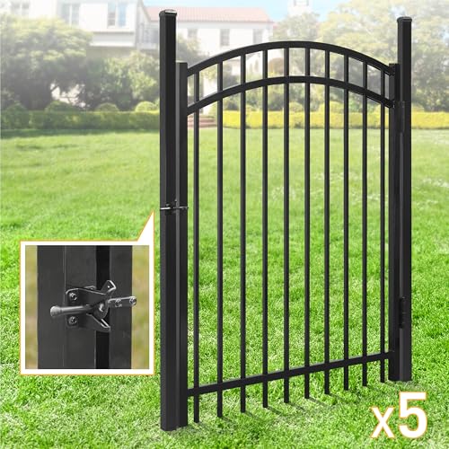 Fencer Wire Heavy Duty Flat Top X-Pattern Decorative Fence Gate Black, 5FT x 4FT, Pack of 5