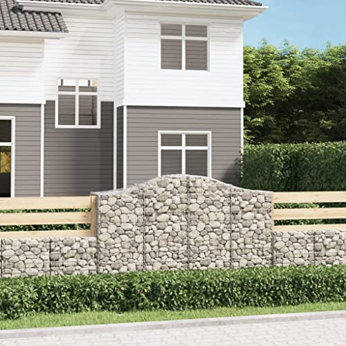 Arched Gabion Baskets 2 Pcs 78.7"x19.7"x47.2"/55.1" Galvanized Iron for Outdoor Plants White Black Other