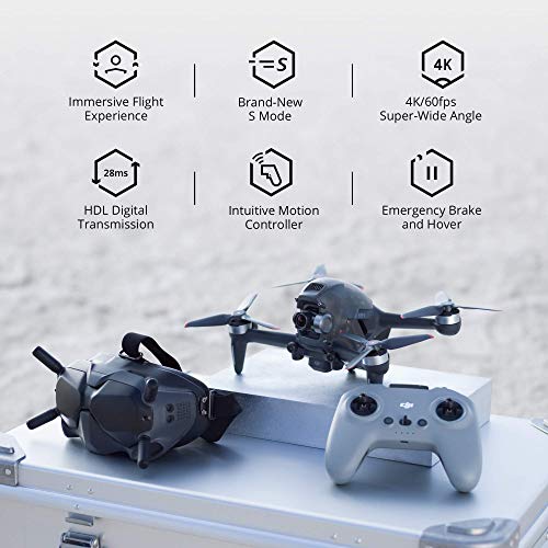 DJI FPV Drone Combo with Remote Controller and Goggles Black (Renewed)