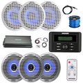KICKER Marine USB Bluetooth AM/FM Receiver with 6-Channel Amplifier & 6X 6.5" Multicolor LED Boat Speakers