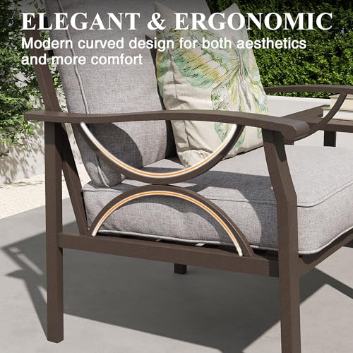 RoyalCraft 6 Piece Outdoor Patio Furniture Set with Coffee Table and Ottomans Grey
