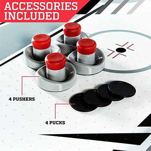 ESPN Sports Air Hockey Game Table 84 Inch Indoor Arcade Gaming Set Gray White Red