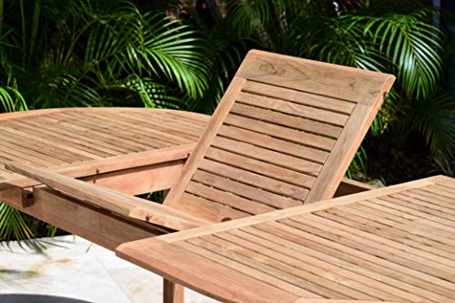 Amazonia Kenneth 9-Piece Oval Patio Dining Set Teak Wood Black Sling Chairs Black