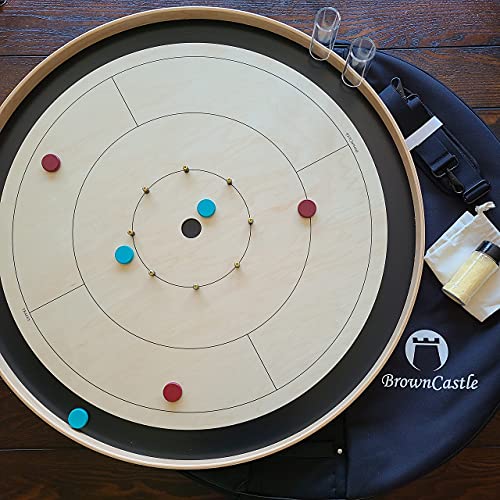 BrownCastle Crokinole Tournament Board with Carry Case Tracey Black