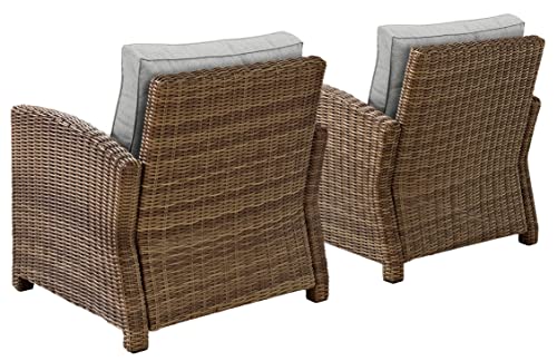 Crosley Furniture Bradenton 2-Piece Outdoor Chair Set Brown with Gray Cushions