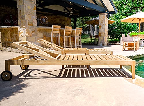 Alveare Home Clearwater Teak Sunbrella Outdoor Patio Chaise Lounger 4-Position Navy