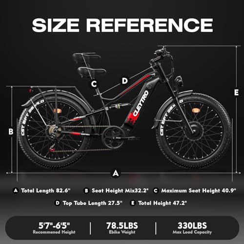 Brigittebike Electric Bike for Adults 1500W 52V 21Ah 37MPH 50Miles Range 26” Fat Tire Beach Snow Mountain Bike Dual Hydraulic Disc Brakes Full Suspension ES7PRO-1500W-37MPH Black