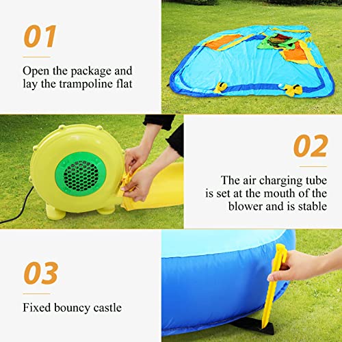 AKEYDIY 6-in-1 Blue Inflatable Water Slide Park for Kids