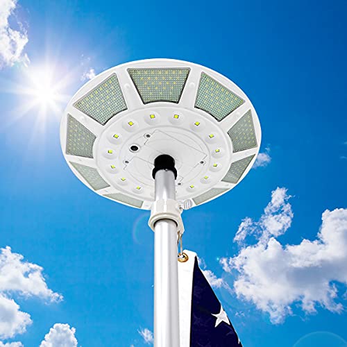 Telepole Manufacturing Inc 17' Sectional Flagpole with 266 LED Solar Light Silver
