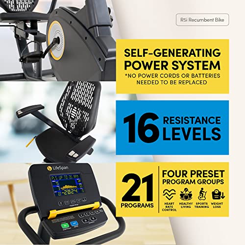 LifeSpan Fitness R5i Recumbent Stationary Bike Black