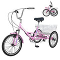 Barbella Adult Folding Tricycles 7 Speed 20/24/26 Inch 3 Wheel Cruiser Bike Light Pink