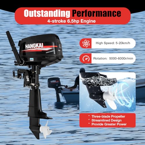 SNKOURIN 6.5HP 4 Stroke Outboard Motor with Water Cooling & CDI Ignition Black