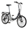 Schwinn Loop Adult Folding Bike 20-inch Wheels 7-Speed Drivetrain Rear Cargo Rack Carrying Bag Black