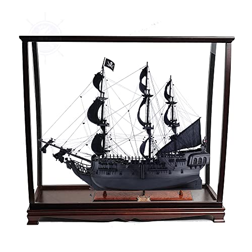Old Modern Handicrafts Black Pearl Pirate Ship Model with Display Case Multicolor