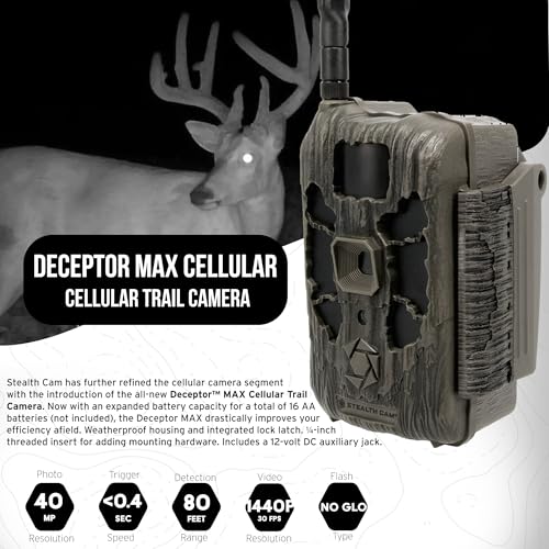 Stealth Cam 40MP Deceptor Max Cellular Trail Camera Bundle with Economy Holders and Accessories