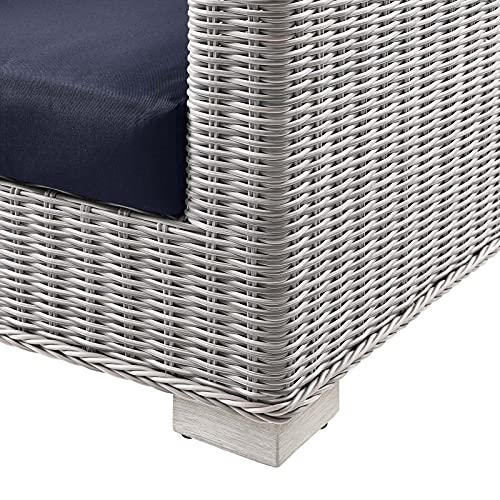 America Luxury - Outdoor Lounge Sectional Sofa Chair Set Rattan Wicker Blue