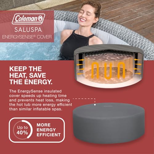 Bestway Coleman Sicily AirJet Inflatable Hot Tub with EnergySense Cover & 4 SaluSpa Seats, Gray