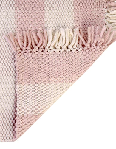 Unique Loom Eco Plaid Indoor Outdoor Washable Area Rug Balmoral 9' x 12' Pink/Ivory