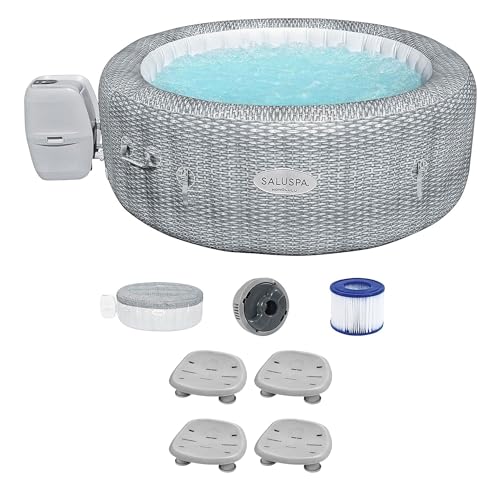 Bestway SaluSpa Honolulu AirJet Inflatable Hot Tub with 140 Jets & 4 Non-Slip Seats Gray