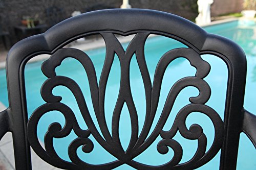 GrandPatioFurniture.com CBM Patio Elisabeth Collection 7 Piece 48" Cast Aluminum Bar Set Black Brown