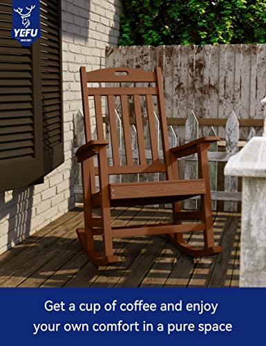YEFU Outdoor Rocking Chair Set of 4 Heavy Duty Poly Lumber Teak