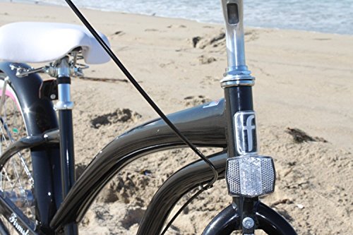 Firmstrong Bella Fashionista 3-Speed Beach Cruiser Bicycle 26-Inch Matte Black/Pink Rims