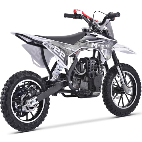 MotoTec 50cc Demon Kids Gas Dirt Bike 2-Stroke White