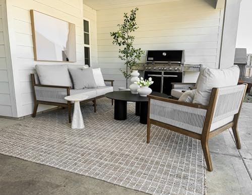 Nathan James Kayden Bohemian Wood Loveseat Sofa Light Brown Wood/Rope/Light Gray