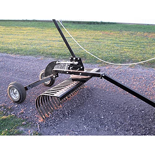 Yard Tuff Landscape Lawn Rake Attachment with Heat Treated Tines for UTVs, ATVs & Utility Tractors Black