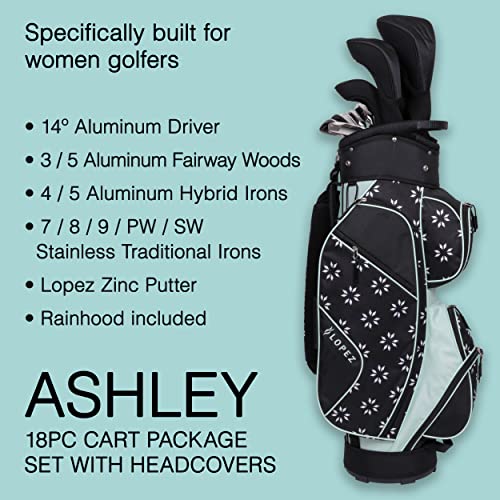 Nancy Lopez Golf Ashley 18PC Complete Golf Clubs, Cart Bag Package Set - Geo Star