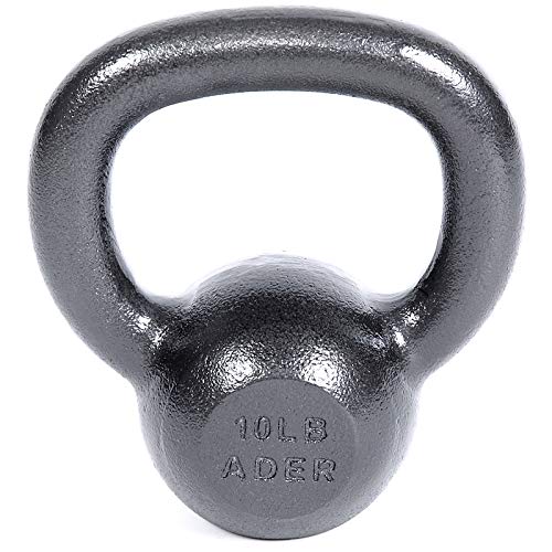 Ader Sporting Goods Ader Premier Kettlebell Set w/DVD & Free Rack Rubber Mat Grey, Black