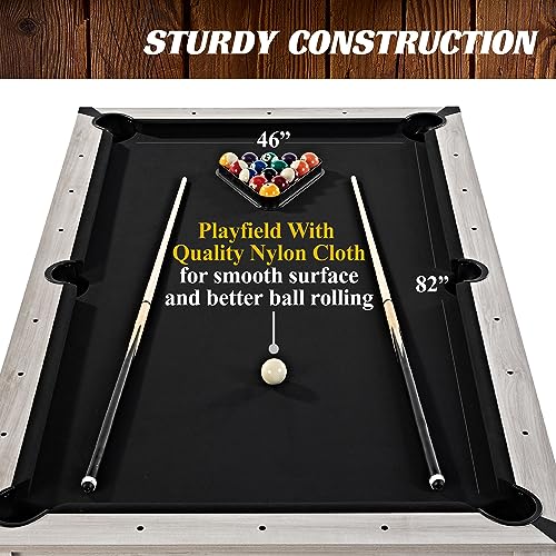Barrington Billiards Monteray 7’ Drop Pocket Pool Table 3-in-1 Dining Top Table Tennis Gray/Black