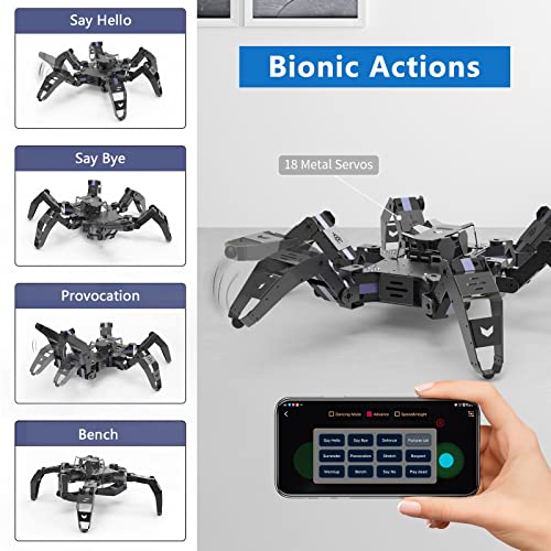 XiaoR Geek Hexapod Robot Kit ESP32 STEM Spider Robot Hexapod E1