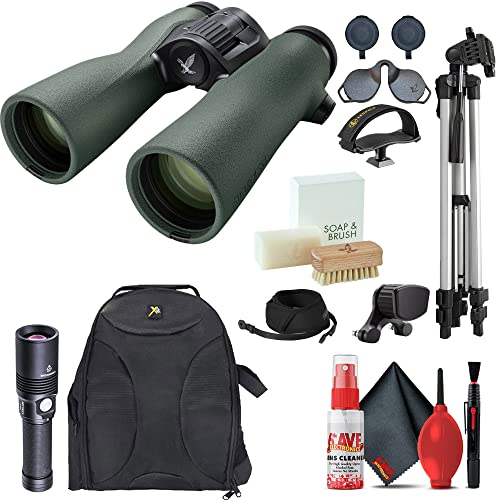 SWAROVSKI OPTIK 8x42 NL Pure Binoculars Bundle with Forehead Rest, Tripod, Backpack, Adapter, Flashlight, and Cleaning Kit