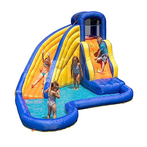 Sportspower Big Wave 2 Inflatable Water Slide with Climbing Wall and Blower Blue/Yellow