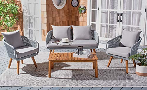 Safavieh Outdoor Prester Rope 4-Piece Patio Set with Cushions Grey/Grey