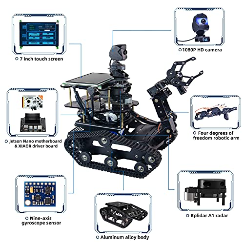 XiaoR Geek Jetson Nano AI Robot Kit with Arm and Touchscreen