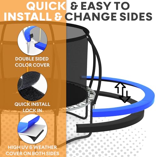 JUMPZYLLA Outdoor Trampoline with Enclosure & Ladder Black