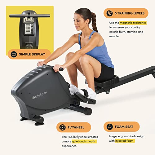 LifeSpan Fitness Indoor Rowing Machine Black Gray