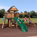 Backyard Discovery Canyon Creek Cedar Swing Set with Green Slide